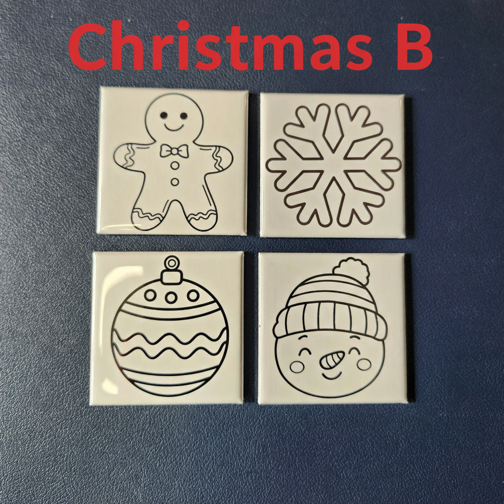 Dry Erase Coloring Magnet Set (Christmas)