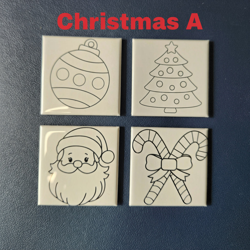 Dry Erase Coloring Magnet Set (Christmas)