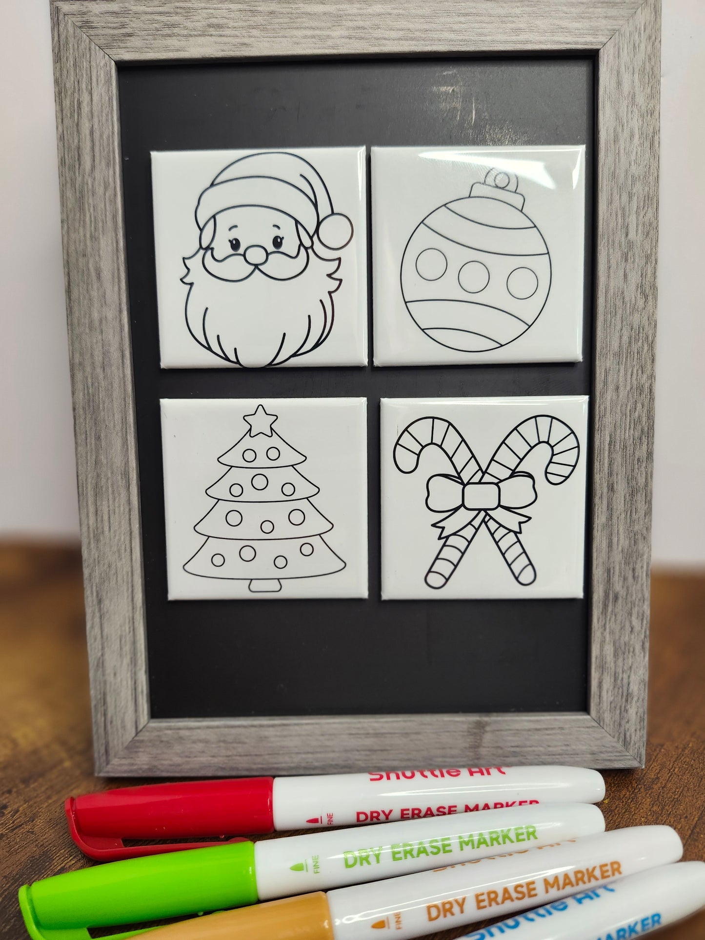 Dry Erase Coloring Magnet Set (Christmas)
