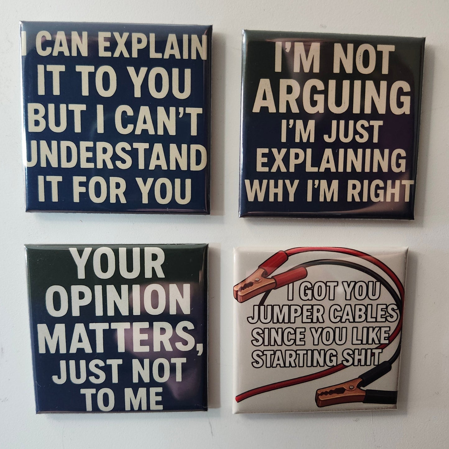 Sarcastic square magnets