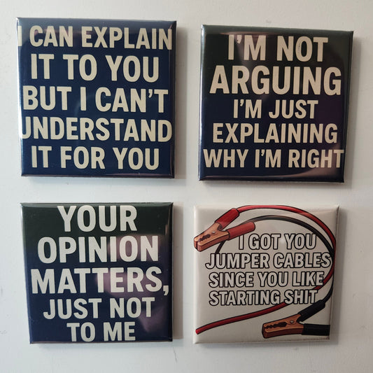 Sarcastic square magnets