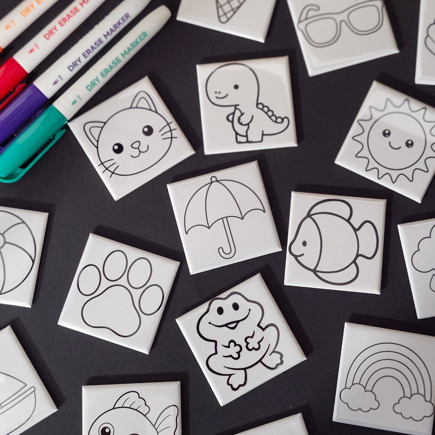 Dry Erase Coloring Magnet Set